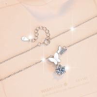 Sterling Silver Sweet Butterfly GRA Plating Moissanite Zircon Pendant Necklace main image 4