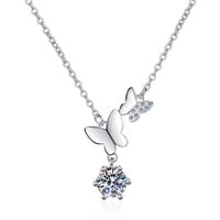 Sterling Silver Sweet Butterfly GRA Plating Moissanite Zircon Pendant Necklace main image 2