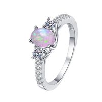 Sterling Silver Sweet Simple Style Geometric Opal Zircon Rings sku image 1