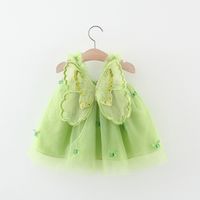Pastoral Cartoon Solid Color Butterfly Cotton Girls Dresses sku image 1