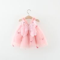 Pastoral Cartoon Solid Color Butterfly Cotton Girls Dresses sku image 5