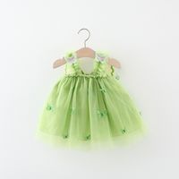 Pastoral Cartoon Solid Color Butterfly Cotton Girls Dresses main image 4