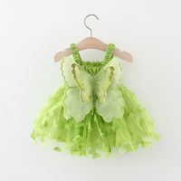 Princess Pastoral Cartoon Solid Color Butterfly Cotton Girls Dresses main image 1