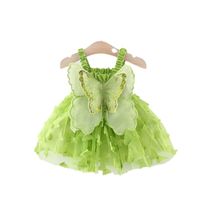 Princess Pastoral Cartoon Solid Color Butterfly Cotton Girls Dresses main image 3
