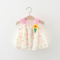 Princess Cartoon Flower Cotton Girls Dresses sku image 3