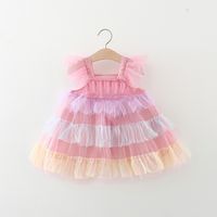 Cute Color Block Cotton Girls Dresses main image 1