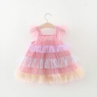 Cute Color Block Cotton Girls Dresses main image 4