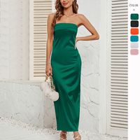 Women's Sheath Dress Elegant Streetwear Strapless Backless Sleeveless Solid Color Maxi Long Dress Daily main image 1