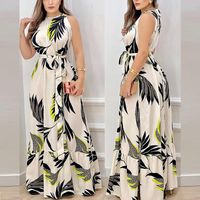 Women's Regular Dress Elegant Halter Neck Printing Sleeveless Plant Maxi Long Dress Daily main image 2