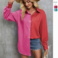 Women's Blouse Long Sleeve Blouses Casual Classic Style Color Block main image 1
