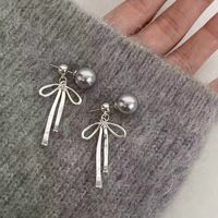 1 Pair Sweet Simple Style Bow Knot Plating Copper Drop Earrings sku image 1