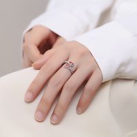 Sterling Silver Sweet Cool Style Geometric Plating Inlay Zircon Open Rings main image 3