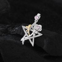 1 Pièce Argent Sterling Zircon Pentacle Rose Brillant Pendentif main image 3