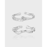 Sterling Silver Simple Style Irregular Plating Open Rings main image 1