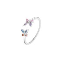 Sterling Silver Sweet Simple Style Butterfly Open Rings main image 4