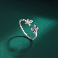 Sterling Silver Sweet Simple Style Butterfly Open Rings main image 3
