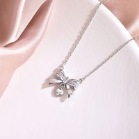 Sterling Silver Lady Heart Shape Bow Knot Pendant Necklace main image 3