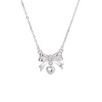Sterling Silver Lady Heart Shape Bow Knot Pendant Necklace main image 2