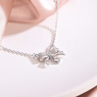 Sterling Silver Lady Heart Shape Bow Knot Pendant Necklace main image 4