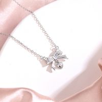 Sterling Silver Lady Heart Shape Bow Knot Pendant Necklace main image 5