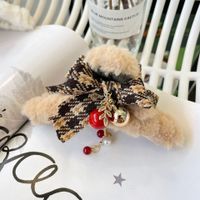 Christmas Bow Knot Bell Plush Hair Claws 1 Piece main image 3