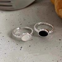 Wholesale Simple Style Oval Copper Inlay White Gold Plated Artificial Gemstones Open Rings main image 1