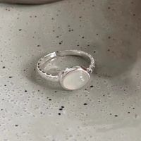 Wholesale Simple Style Oval Copper Inlay White Gold Plated Artificial Gemstones Open Rings sku image 1