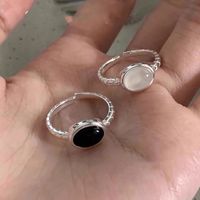 Wholesale Simple Style Oval Copper Inlay White Gold Plated Artificial Gemstones Open Rings main image 4