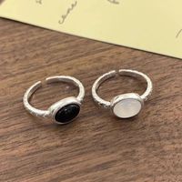 Wholesale Simple Style Oval Copper Inlay White Gold Plated Artificial Gemstones Open Rings main image 3
