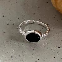 Wholesale Simple Style Oval Copper Inlay White Gold Plated Artificial Gemstones Open Rings sku image 2