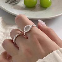 Wholesale Simple Style Oval Copper Inlay White Gold Plated Artificial Gemstones Open Rings main image 2
