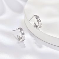 1 Paar Elegant Einfacher Stil Geometrisch Überzug Inlay Sterling Silber Zirkon Ohrstecker sku image 1