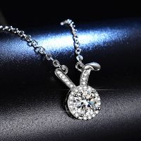 Copper Cute Rabbit Plating Inlay Artificial Diamond Pendant Necklace main image 4