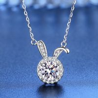 Le Cuivre Mignon Lapin Placage Incruster Diamant Artificiel Pendentif sku image 1