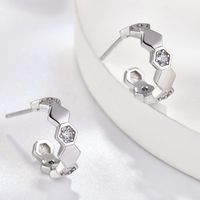 1 Paire Élégant Style Simple Géométrique Placage Incruster Argent Sterling Zircon Boucles D'Oreilles main image 3