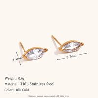 Simple Style Crown Flower Stainless Steel Inlay Zircon Ear Studs 1 Pair sku image 2