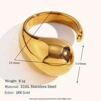 Einfacher Stil Wassertropfen Rostfreier Stahl Offener Ring 1 Stück main image 2