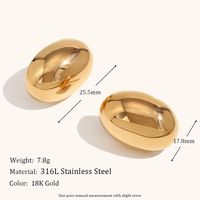 Simple Style Oval Stainless Steel Ear Studs 1 Pair main image 2