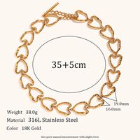 Simple Style Heart Shape Stainless Steel Titanium Steel Hollow Out Bracelets Necklace 1 Piece main image 3