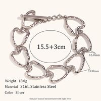 Simple Style Heart Shape Stainless Steel Titanium Steel Hollow Out Bracelets Necklace 1 Piece sku image 1