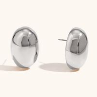 Simple Style Oval Stainless Steel Ear Studs 1 Pair sku image 1