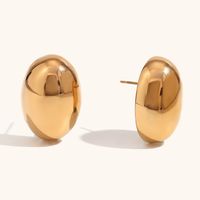 Simple Style Oval Stainless Steel Ear Studs 1 Pair main image 6