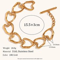 Simple Style Heart Shape Stainless Steel Titanium Steel Hollow Out Bracelets Necklace 1 Piece main image 2