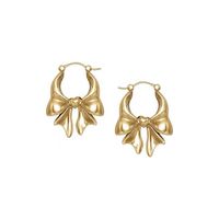 1 Pair Sweet Simple Style Bow Knot Copper Hoop Earrings sku image 1