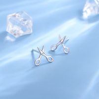 1 Pair Casual Scissors Bow Knot Plating Sterling Silver Ear Studs main image 1