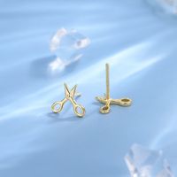 1 Pair Casual Scissors Bow Knot Plating Sterling Silver Ear Studs main image 3