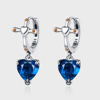 1 Pair Simple Style Cross Heart Shape Inlay Sterling Silver Zircon Drop Earrings sku image 1