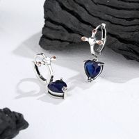 1 Pair Simple Style Cross Heart Shape Inlay Sterling Silver Zircon Drop Earrings main image 3