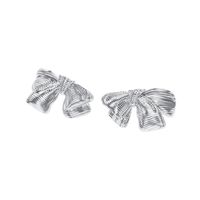 1 Pair Sweet Simple Style Bow Knot Copper Silver Plated Ear Studs main image 1