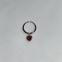 Wholesale IG Style Heart Shape Copper Inlay Zircon Charm Rings sku image 2